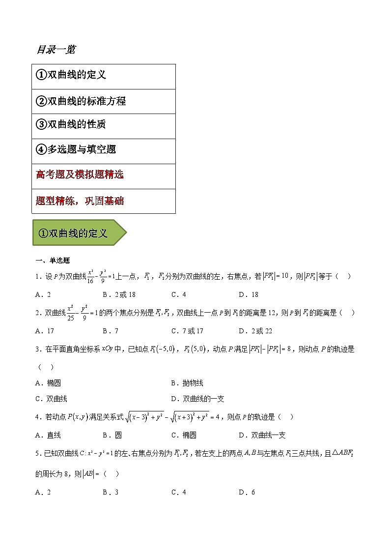 备战2024年高考第一轮专题复习专题21 双曲线【艺体生专供—选择填空抢分专题】备战2024年高考高频考点题型精讲+精练(新高考通用)原卷版第3页