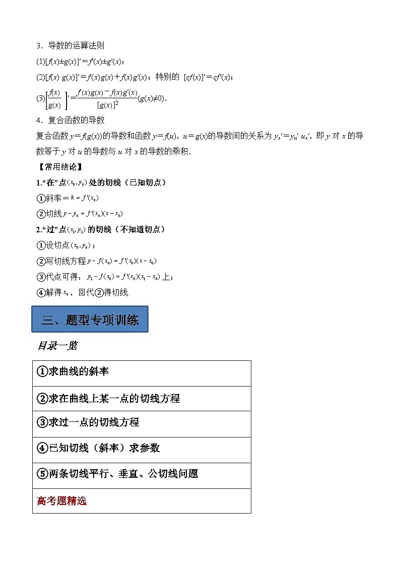 备战2024年高考第一轮专题复习专题23 导数与切线【艺体生专供—选择填空抢分专题】备战2024年高考高频考点题型精讲+精练(新高考通用)解析版第2页