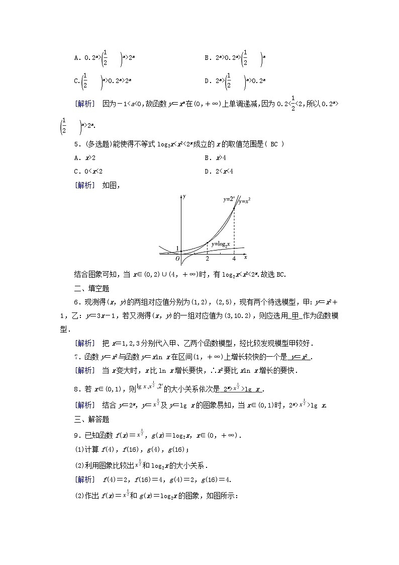 新教材适用2023_2024学年高中数学第4章指数函数与对数函数4.4对数函数4.4.3不同函数增长的差异素养作业新人教A版必修第一册第2页