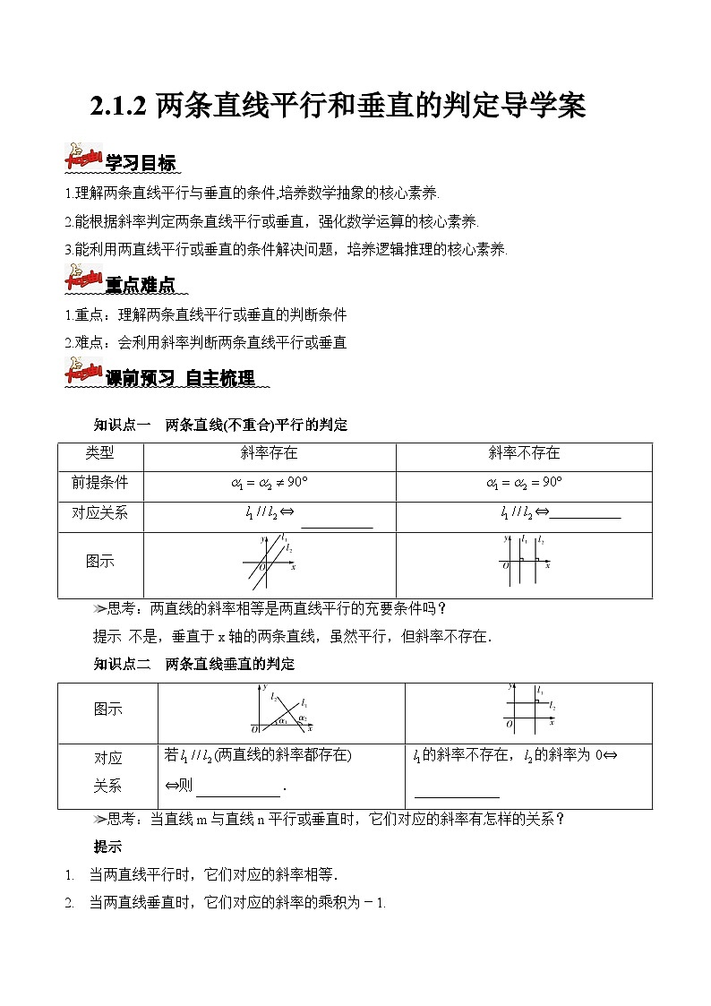 2.1.2两条直线平行和垂直的判定(课件+教案+导学案+练习)+-高二数学同步备课系列(人教A版2019选择性必修第一册)01