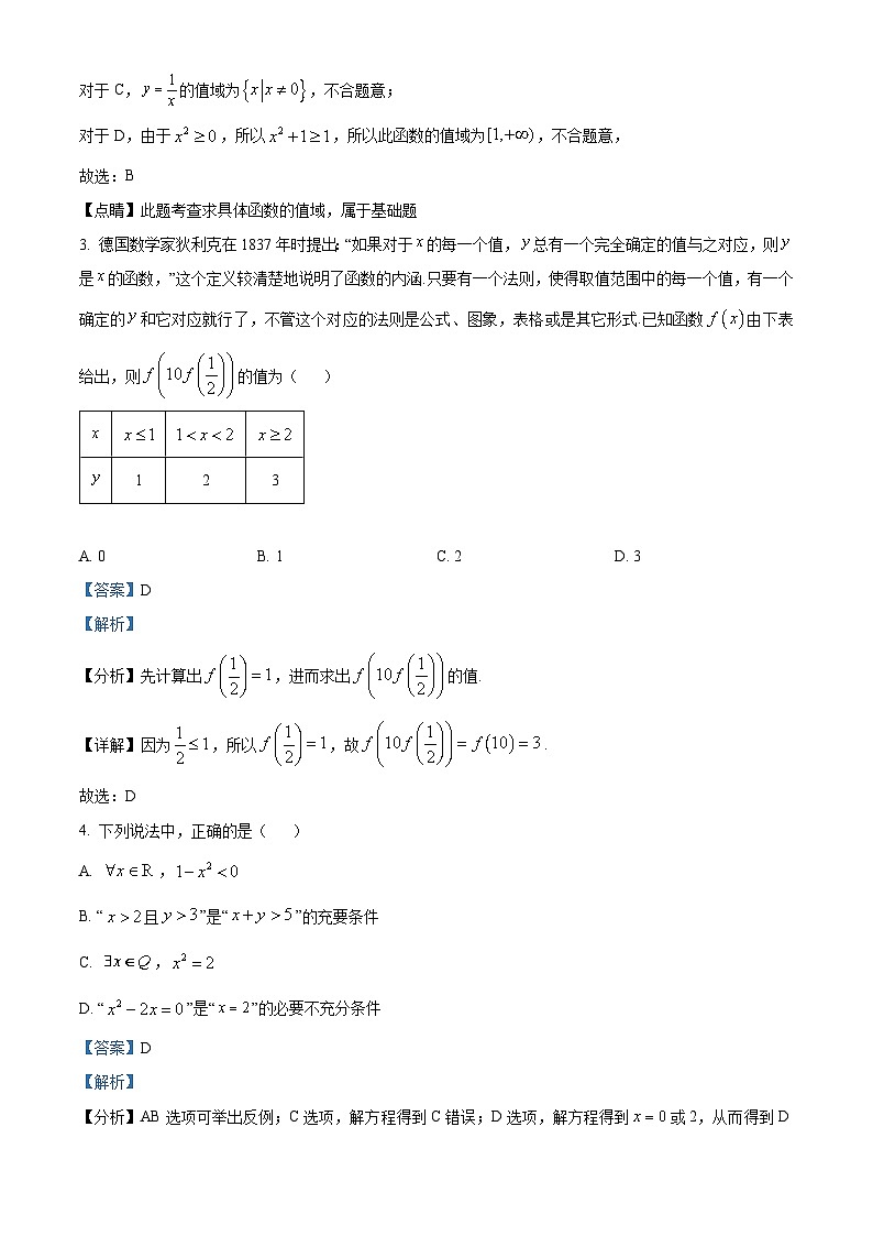 重庆市育才中学2023-2024学年高一数学上学期拔尖强基联合定时检测试题(一)(Word版附解析)第2页