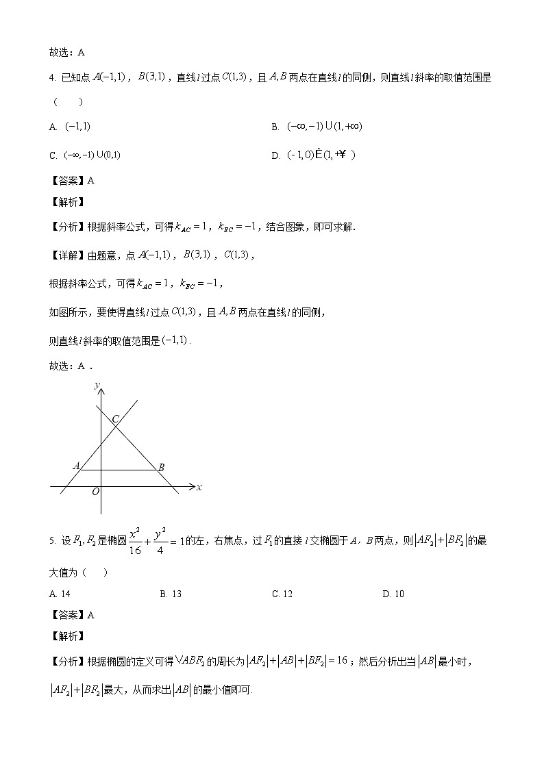 广东省广州市六中2021-2022学年高二上学期期中数学试题(解析版)第2页