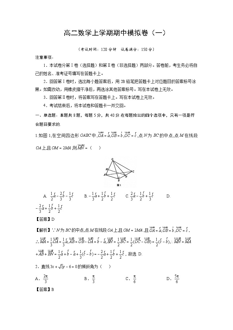 長郡中學(xué)高二數(shù)學(xué)上學(xué)期期中模擬卷（一）第1頁