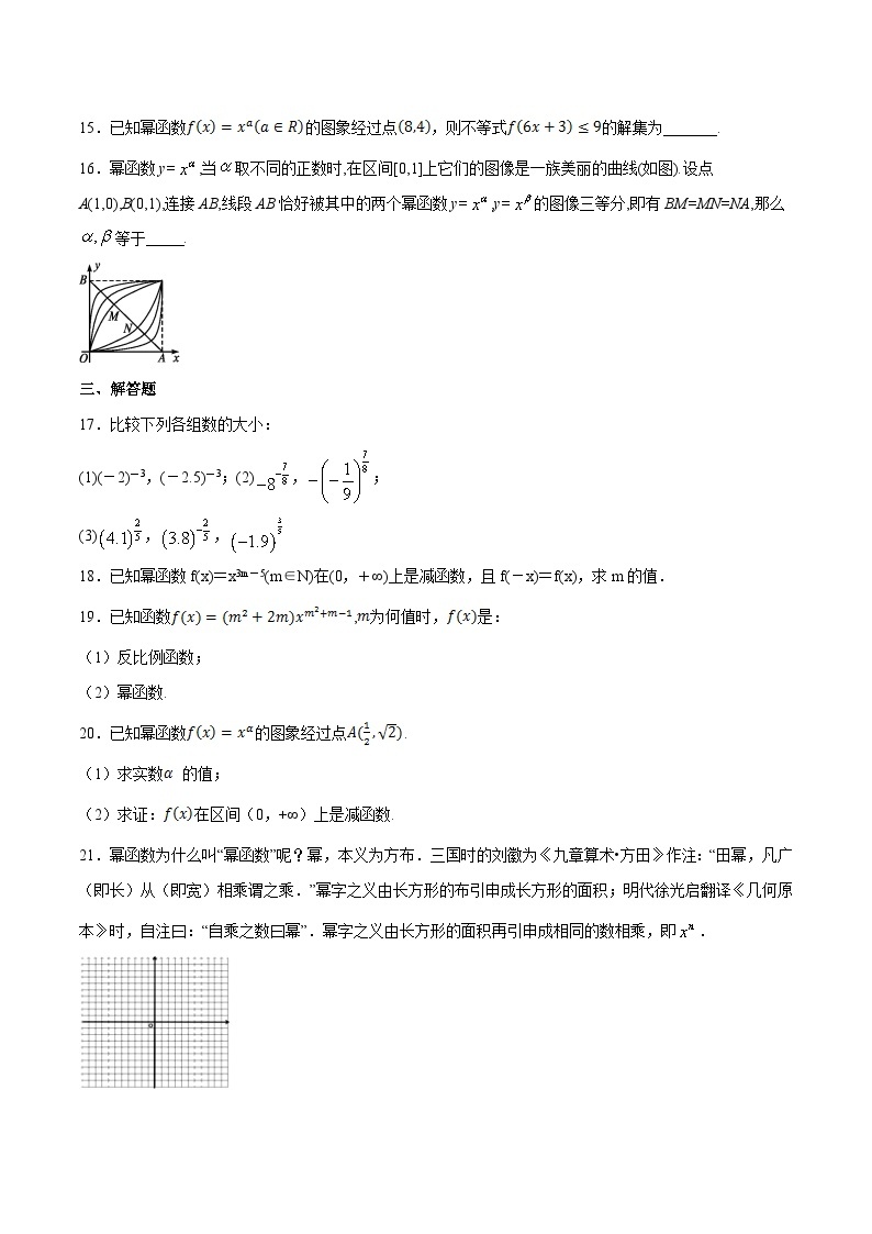 4.4 《幂函数》同步练习高中数学人教B版必修第二册03