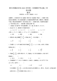 浙江省嘉兴外国语学校2023-2024学年高二上学期期中考试数学试题