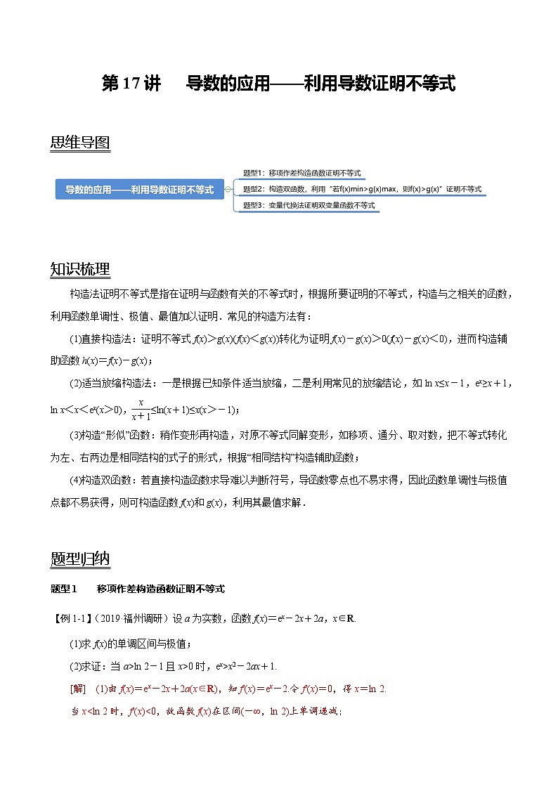 2024年新高考数学一轮复习题型归纳与达标检测第17讲导数的应用——利用导数证明不等式(讲)(Word版附解析)第1页