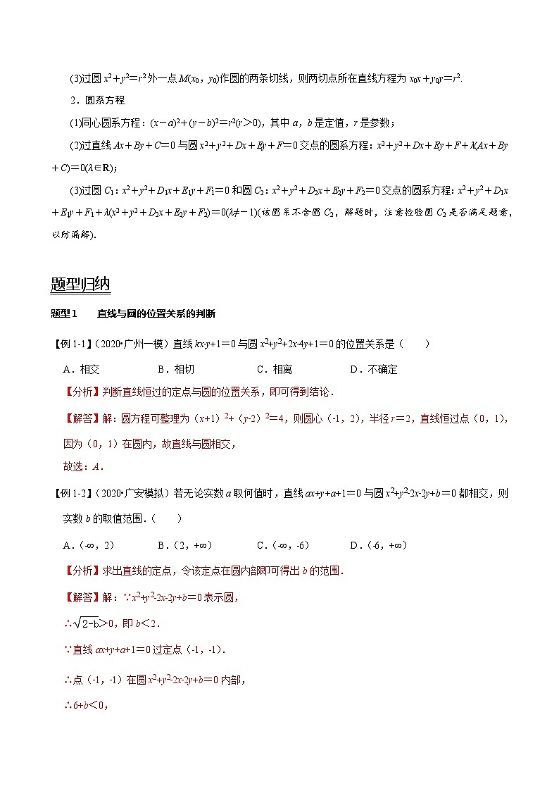 2024年新高考数学一轮复习题型归纳与达标检测第47讲直线与圆、圆与圆的位置关系(讲)(Word版附解析)第2页