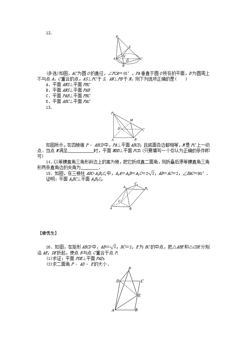 2024版新教材高中数学课时作业三十九平面与平面垂直的判定湘教版必修第二册第3页