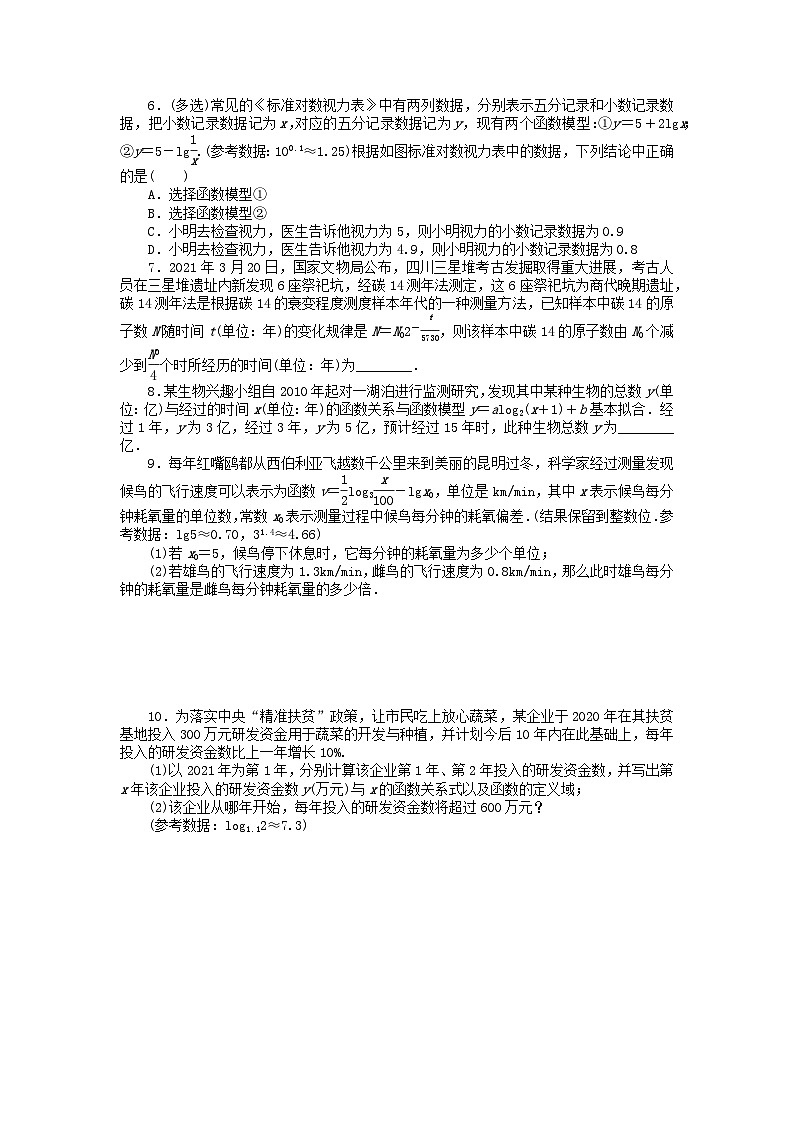 2024版新教材高中数学课时作业44函数模型的应用新人教A版必修第一册第2页