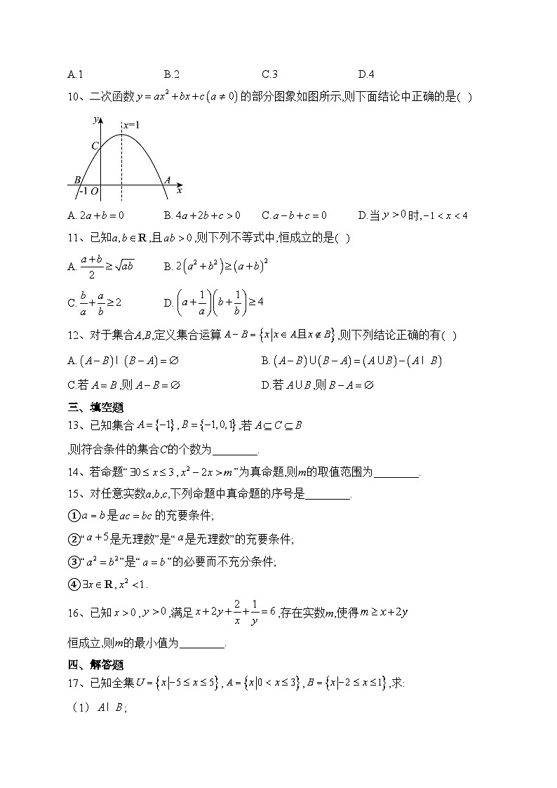 山西省运城市部分学校2023-2024学年高一上学期10月调研测试数学试卷(含答案)02