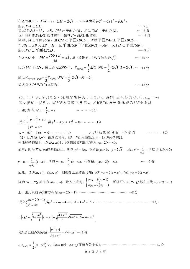 2024成都七中高三上学期期中考试数学（文）PDF版含答案02