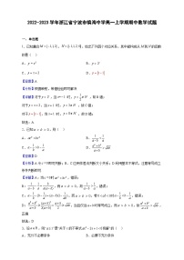 2022-2023学年浙江省宁波市镇海中学高一上学期期中数学试题（解析版）