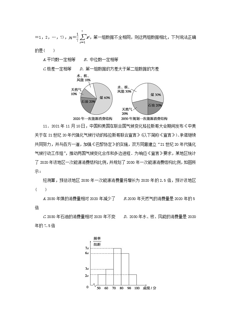 2024版新教材高中数学第九章统计单元素养水平监测新人教A版必修第二册第3页
