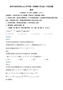 浙江省嘉兴外国语学校2023-2024学年高二数学上学期期中试题(Word版附解析)