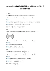 2023-2024学年河南省新高中创新联盟TOP二十名校高一上学期11月调研考试数学试题含答案