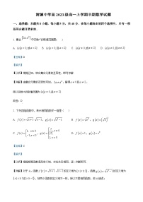 2023-2024学年四川省成都市树德中学高一上学期期中数学试题含答案