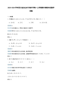 2023-2024学年四川省凉山州宁南中学高一上学期期中模拟考试数学试题含答案