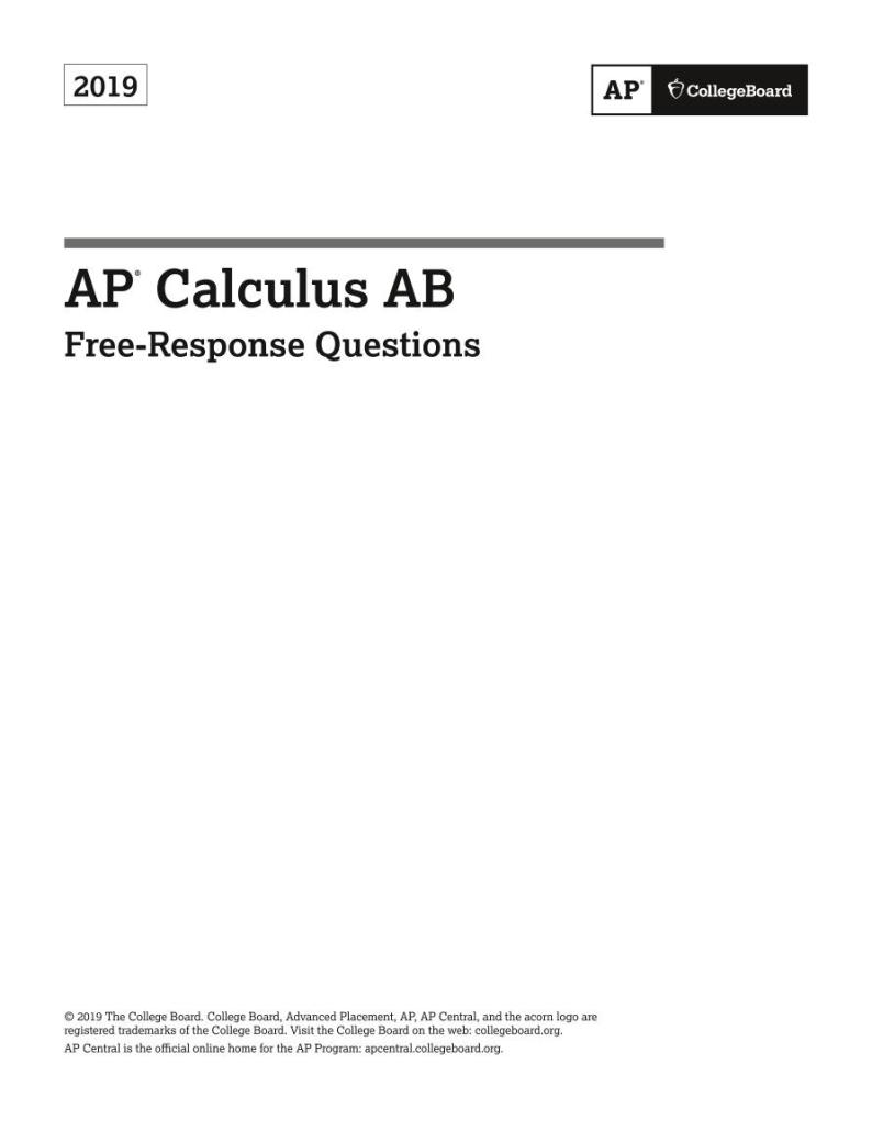 2019年AP数学微积分AB第一卷无答案01