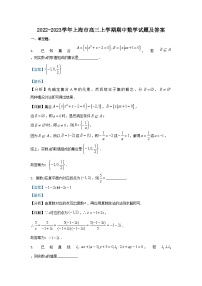 2022-2023学年上海市高三上学期期中数学试题及答案