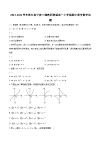 2023-2024学年浙江省宁波三锋教研联盟高一上学期期中联考数学试题(含解析)