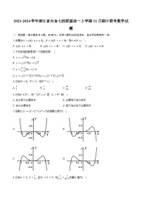 2023-2024学年浙江省台金七校联盟高一上学期11月期中联考数学试题(含解析)