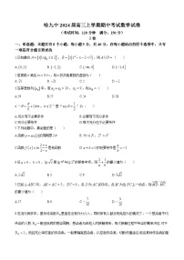 黑龙江省哈尔滨市第九中学校2023-2024学年高三上学期期中数学试题
