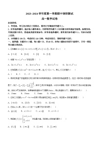 江苏省宿迁市沭阳县2023-2024学年高一上学期期中数学试题