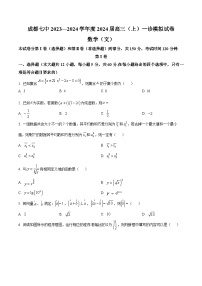 2024届四川省成都市第七中学高三上学期一诊模拟考试数学（文）试题（含答案）