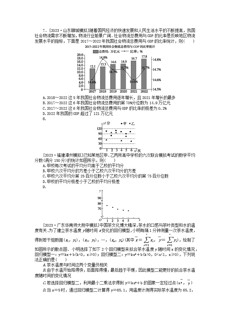 新教材2024届高考数学二轮专项分层特训卷三微专题提升练微专题10图表在概率统计中的应用(附解析)第3页