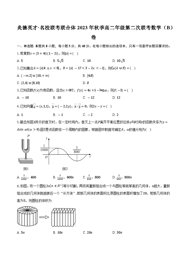炎德英才·名校联考联合体 2023 年秋季高二年级第二次联考数学(B)卷(含解析)第1页