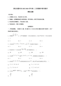 浙江省嘉兴市2023-2024学年高二上册期中联考数学模拟试题（附答案）