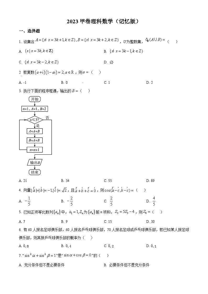 精品解析:2023年高考全国甲卷数学(理)真题(原卷版)第1页