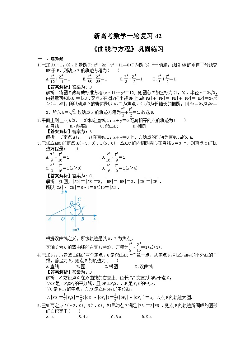 (小白高考)新高考数学(适合艺考生)一轮复习42《曲线与方程》巩固练习(2份打包,答案版+教师版)01