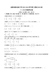 四川省成都高新实验中学2023-2024学年高二上学期12月月考数学试卷