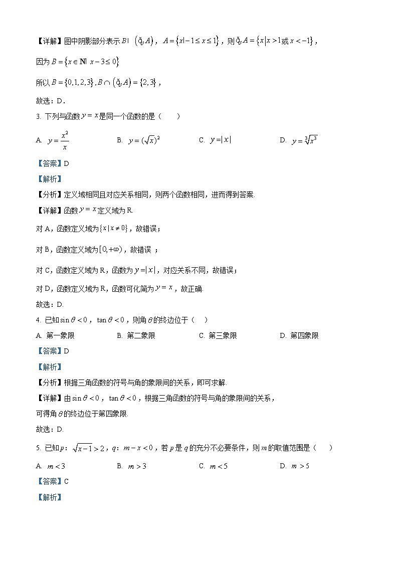 四川省绵阳市南山中学实验学校2023-2024学年高一上学期12月月考数学试题(Word版附解析)第2页