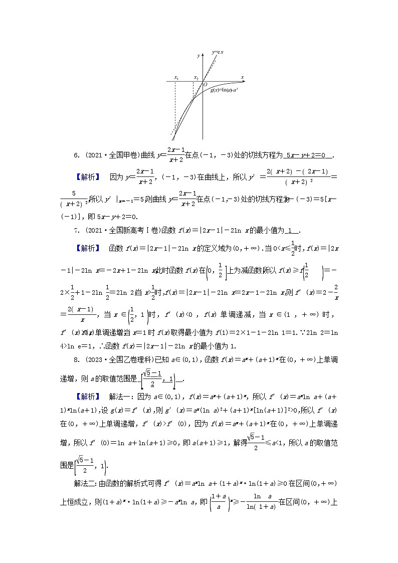 新教材适用2024版高考数学二轮总复习第1篇专题3函数与导数第3讲导数的简单应用核心考点1导数的计算几何意义教师用书第3页