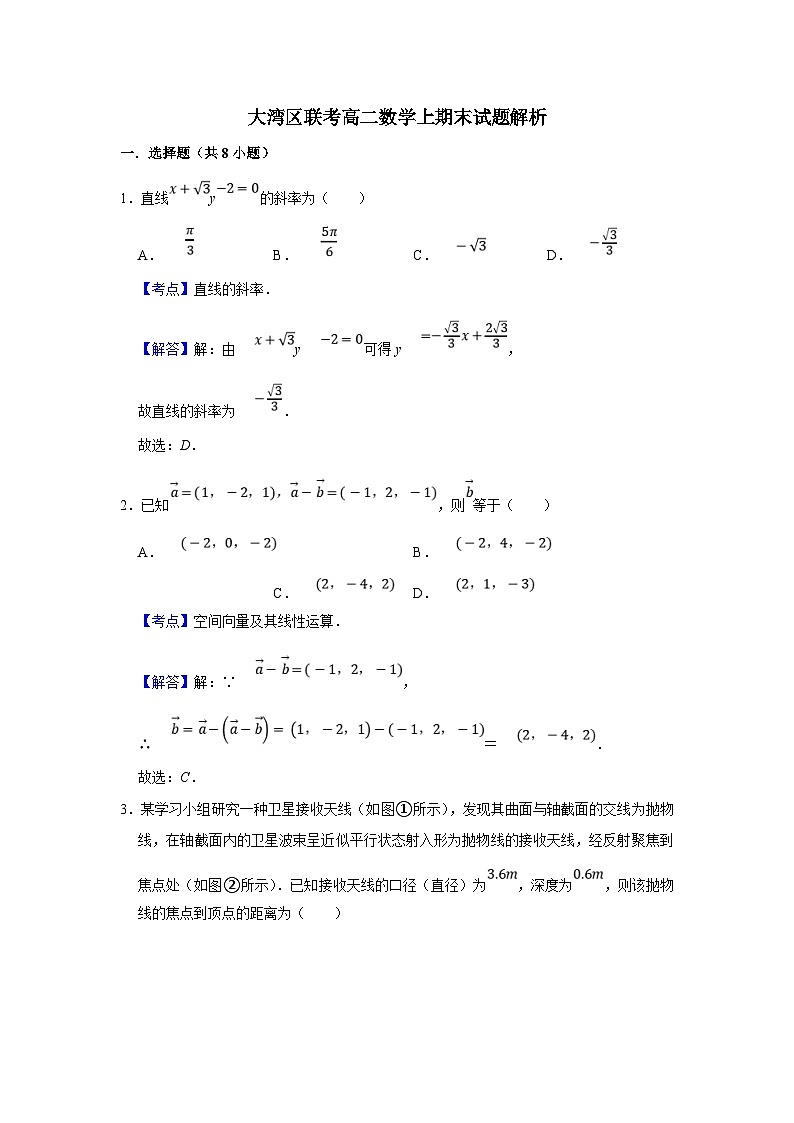 大湾区2022-2023学年高二数学上期末联考试题(含答案详解)第1页