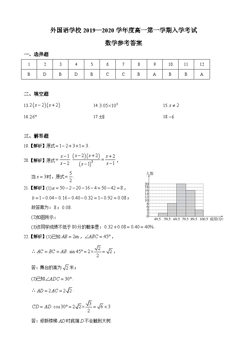 答案—2019-2020-1—外国语学校高一入学考试第1页