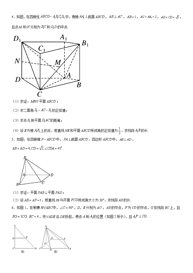 专题强化训练三 向量与立几25道必刷解答题-高二数学《考点•题型 •技巧》精讲与精练高分突破(人教A版2019选择性必修第一册)第2页