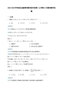 2023-2024学年湖北省新高考联考协作体高一上学期12月联考数学试题含答案