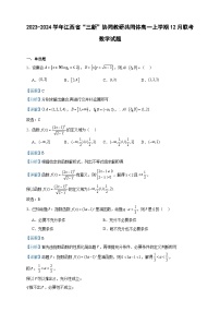 2023-2024学年江西省“三新”协同教研共同体高一上学期12月联考数学试题含答案