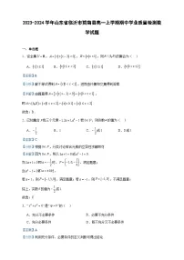 2023-2024学年山东省临沂市莒南县高一上学期期中学业质量检测数学试题含答案