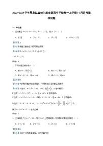 2023-2024学年黑龙江省哈尔滨市第四中学校高一上学期11月月考数学试题含答案