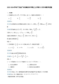 2023-2024学年广东省广州市真光中学高二上学期12月月考数学试题含答案