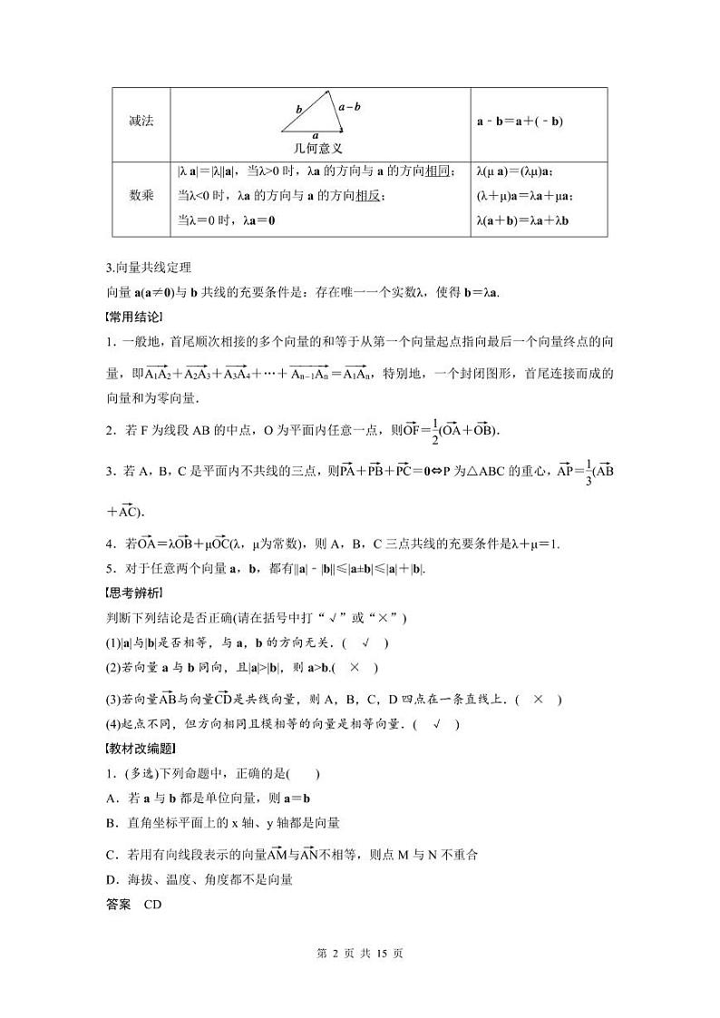 (新高考)高考数学一轮复习讲义+巩固练习5.1《平面向量的概念及线性运算》(教师版)第2页