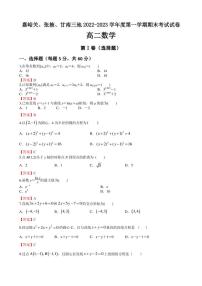 2023甘肃省嘉峪关市等3地高二上学期期末考试数学试卷(含答案)