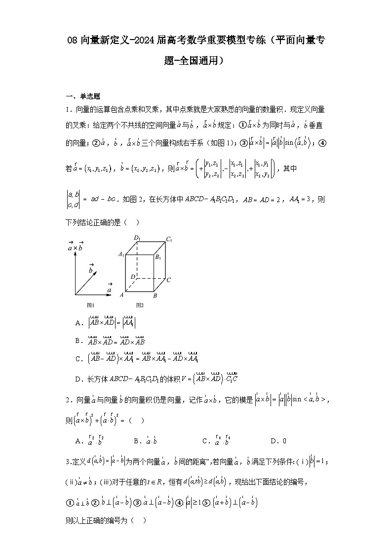 08向量新定义-2024届高考数学重要模型专练(平面向量专题-全国通用)第1页
