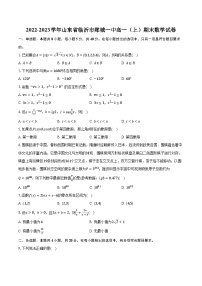 2022-2023学年山东省临沂市郯城一中高一（上）期末数学试卷（含解析）
