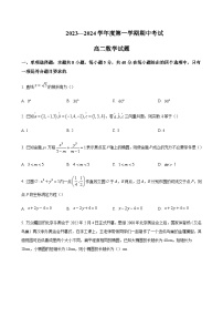 2023-2024学年山东省济宁市高二上学期期中考试数学含答案