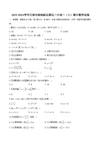 2023-2024学年天津市滨海新区泰达二中高一（上）期中数学试卷（含解析）